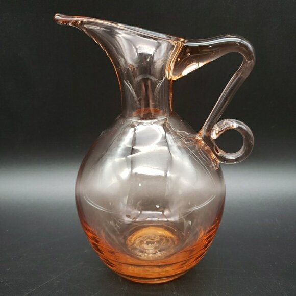 Vintage Murano-Style Pink Art Glass Pitcher – Hand-Blown w/ Pontil 6.6